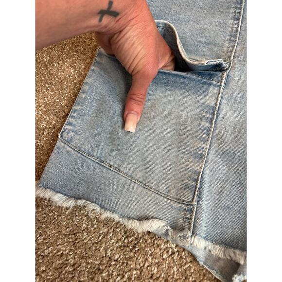 Democracy AB Technology jean denim shorts stretch front hip pockets raw hem S 12 - Picture 9 of 9